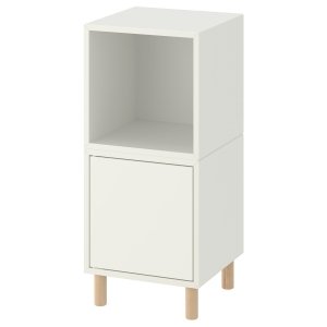 Legora, Cabinet combination with legs, white/wood, 35x35x80 cm