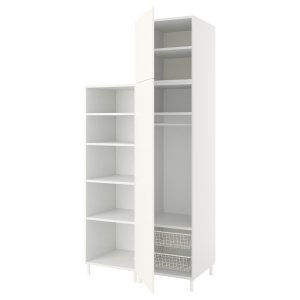 Fonnes Tall, Wardrobe with 2 doors, white/Fonnes white, 120x57x251 cm